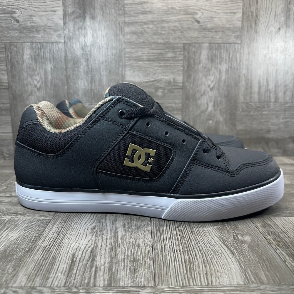 DC Pure Skate Shoes Mens 12 Black Camo Leather Low Top Sneakers NEW 300660